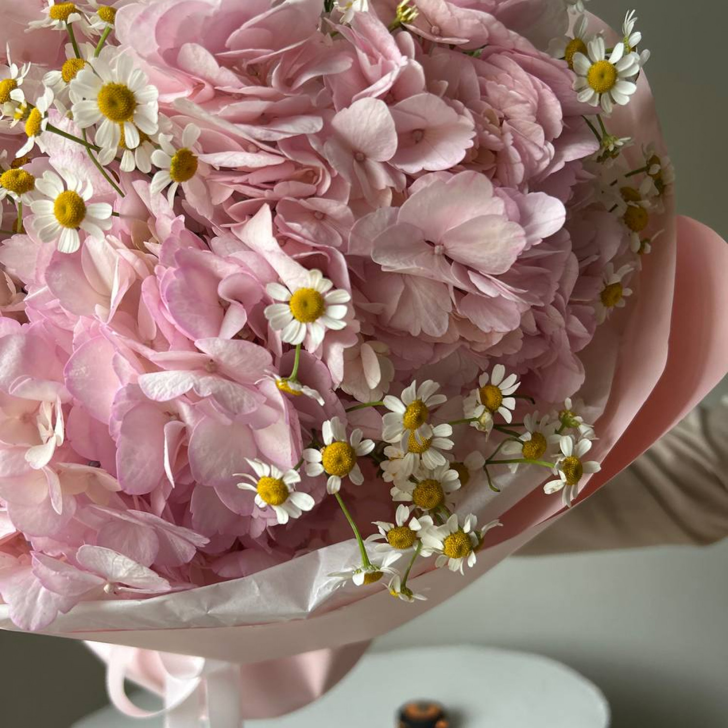 Дуобукет из Гортензий и кустовых ромашек №83