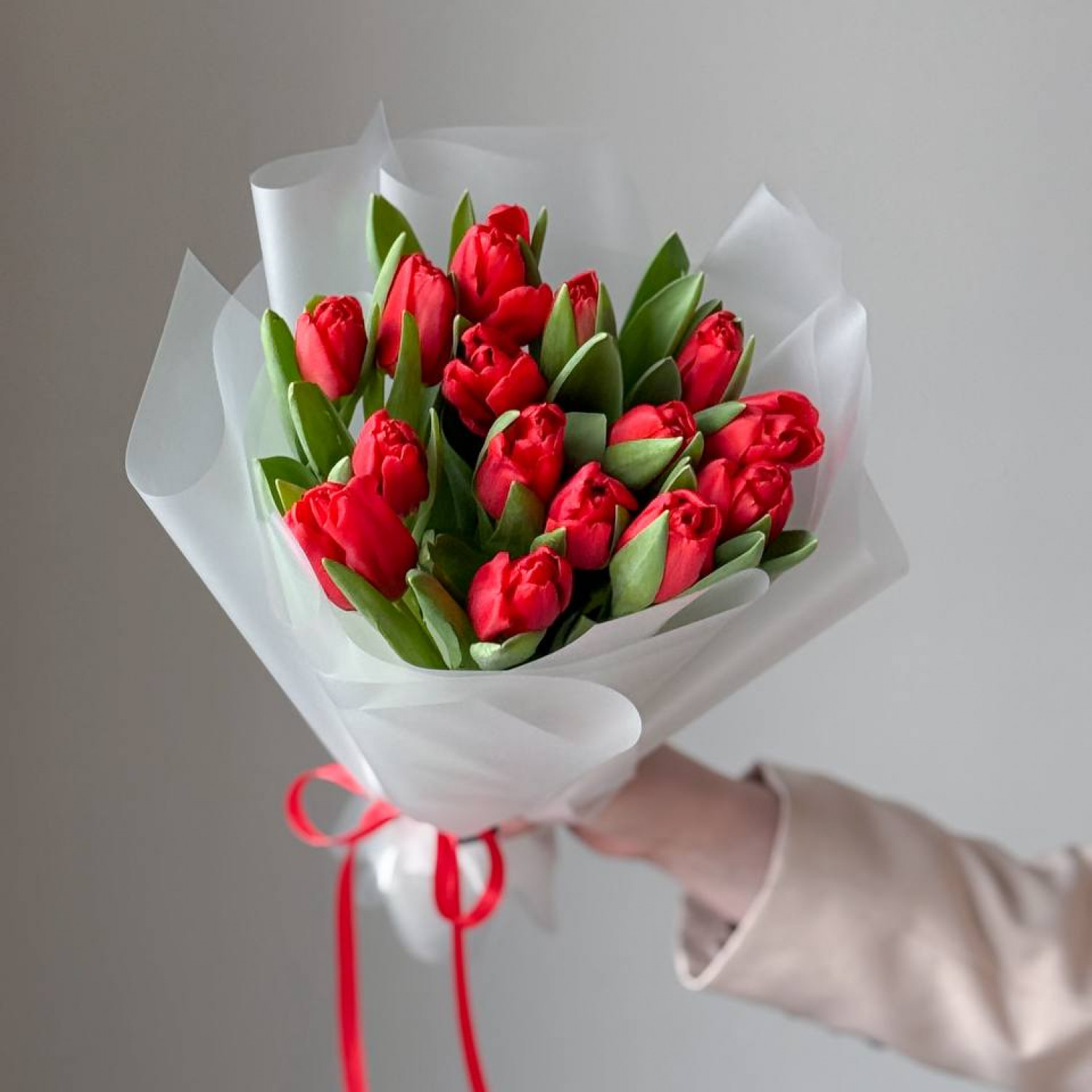 Монобукет из красных тюльпанов 222