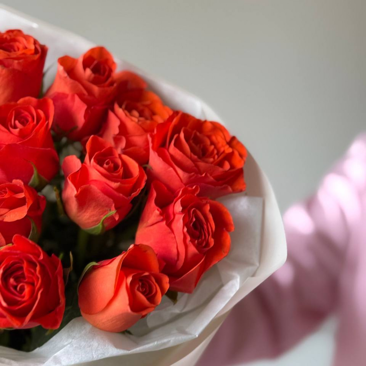 Монобукет из 15 оранжевых кенийских роз (40 см) 208