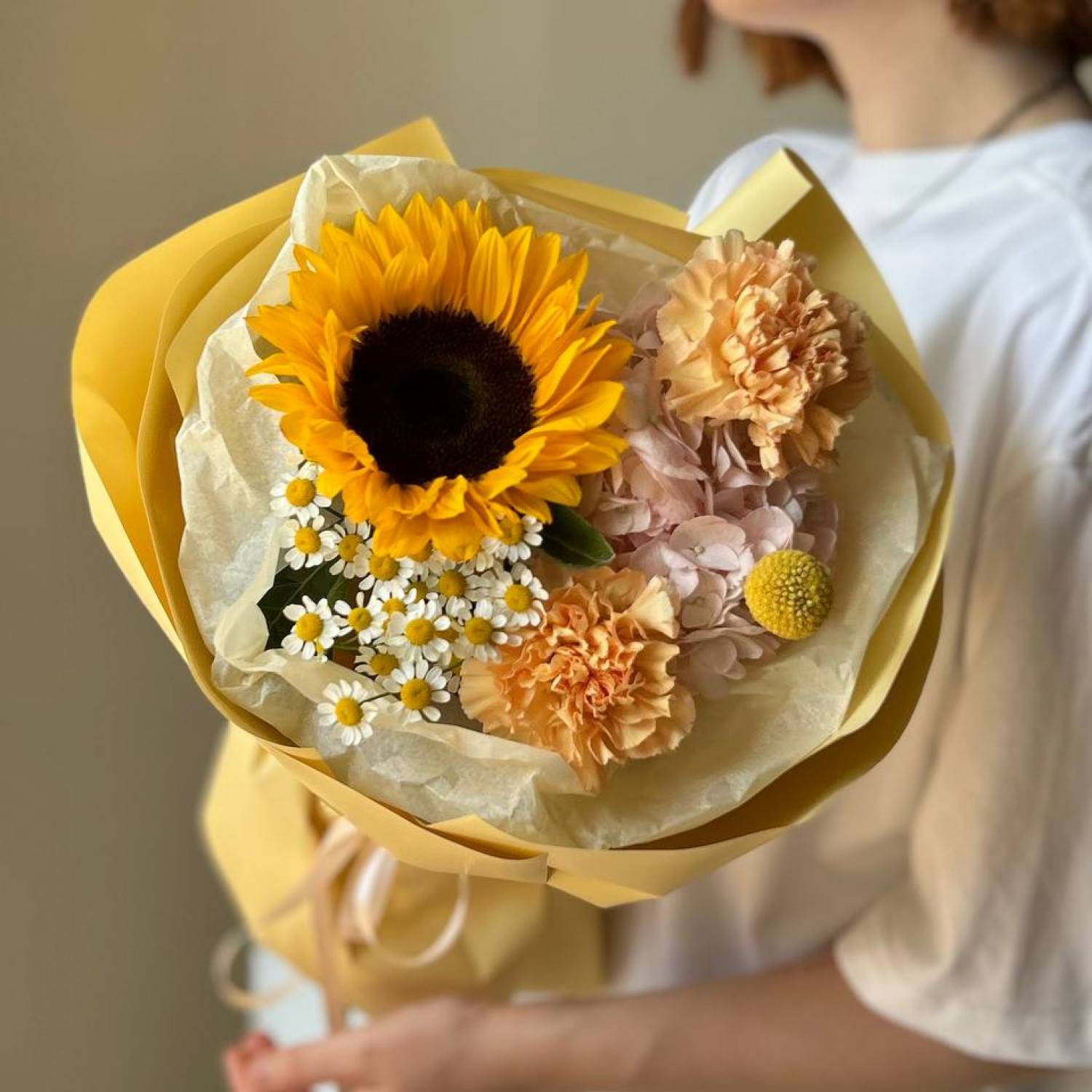 Авторский букет с подсолнухом  №100