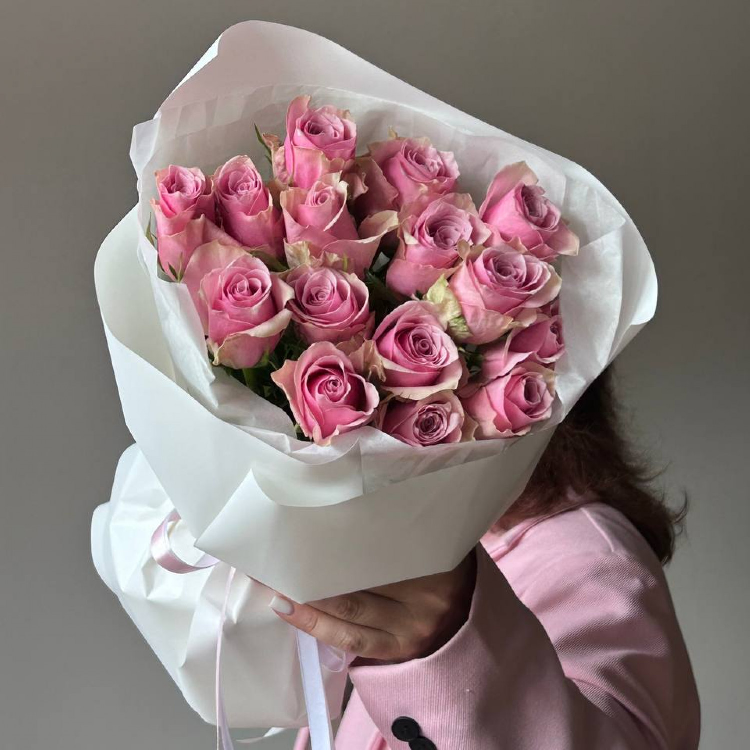 Монобукет из 15 нежных кенийских роз № 113