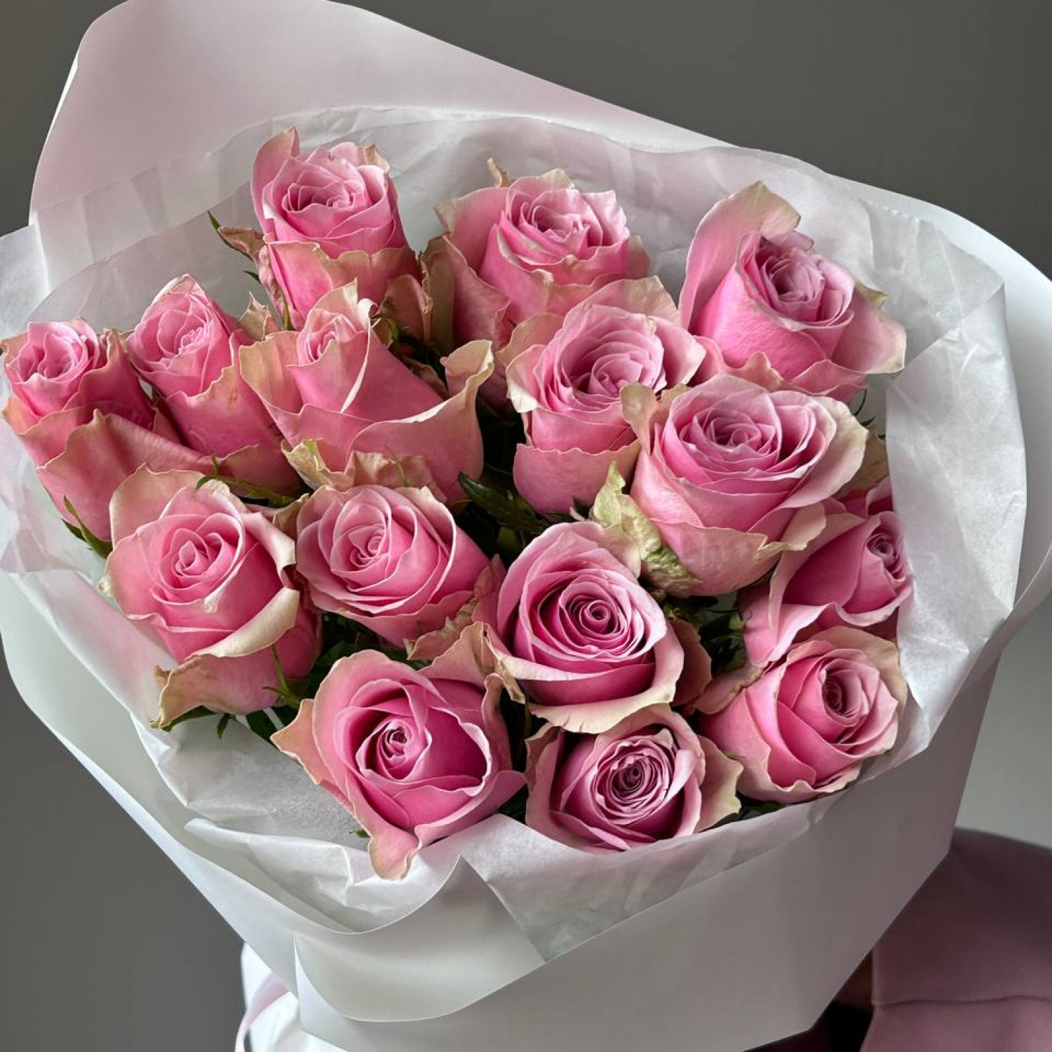 Монобукет из 15 нежных кенийских роз № 113