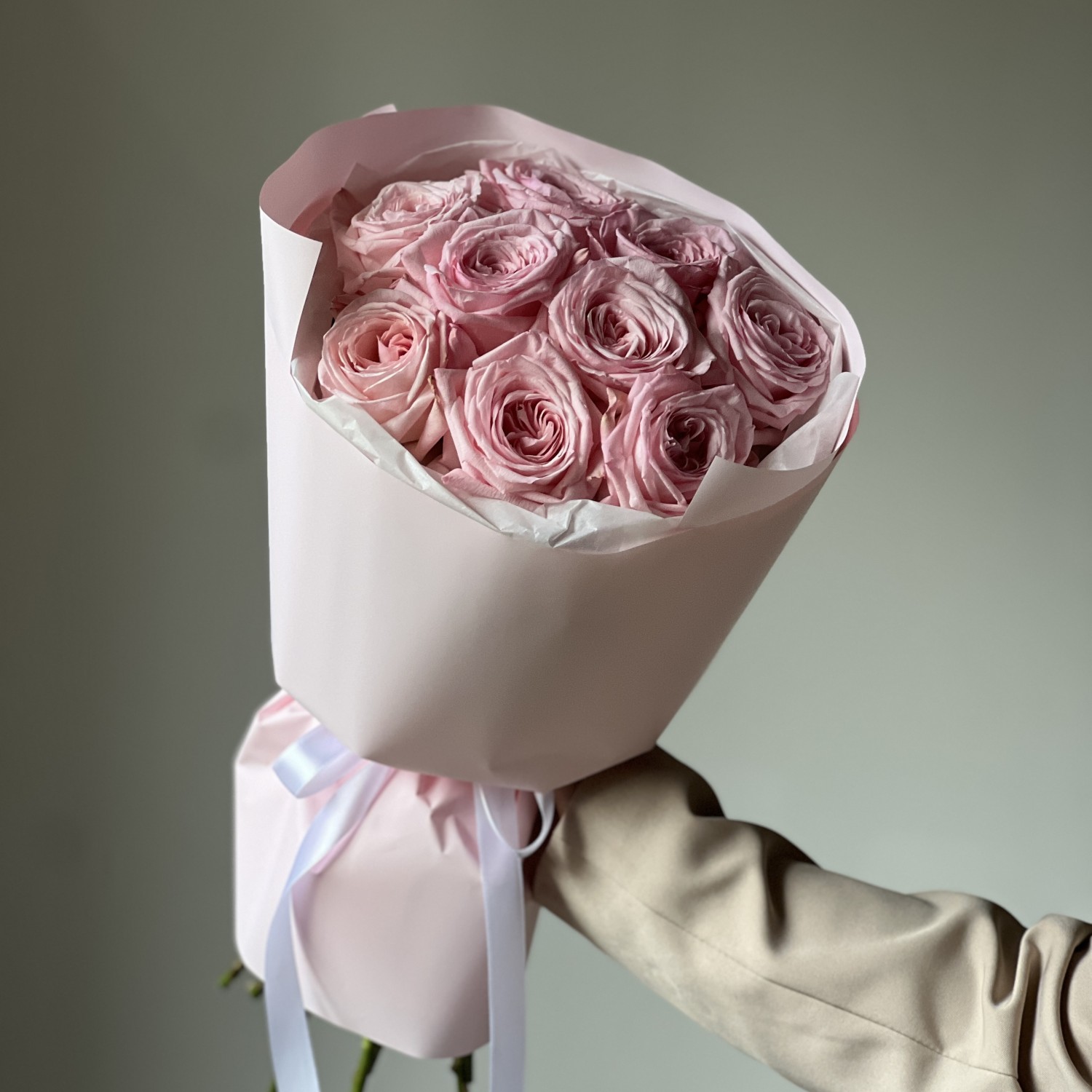 Букет из 9 парфюмных садовых роз Пинк Охара