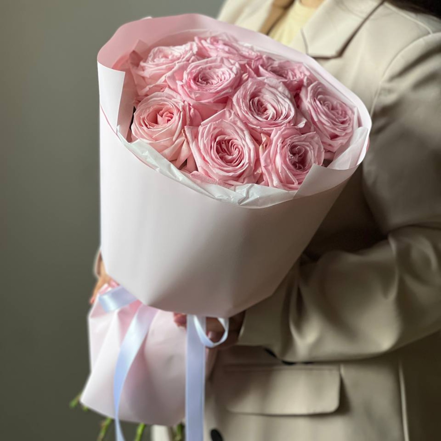 Букет из 9 парфюмных садовых роз Пинк Охара