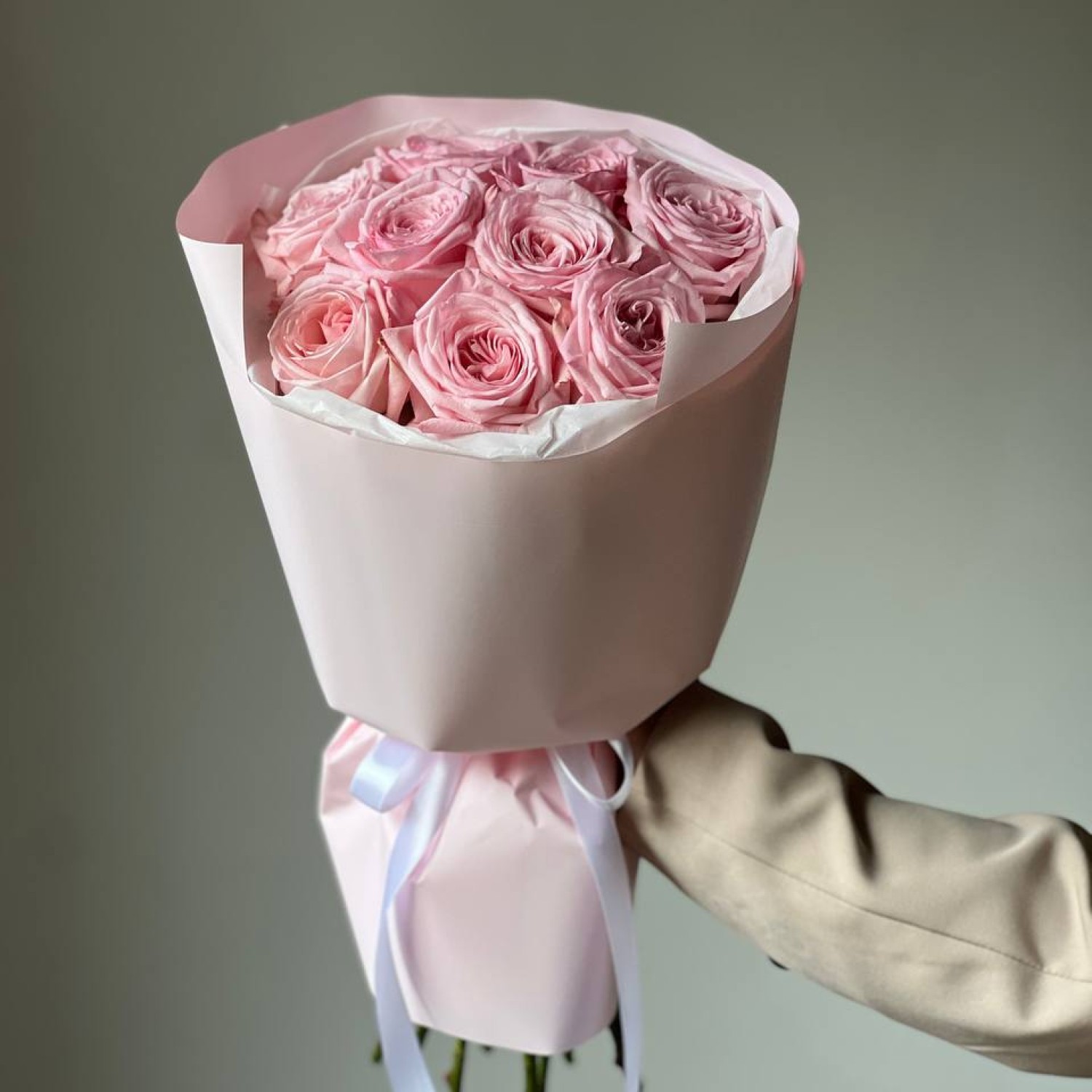 Букет из 9 парфюмных садовых роз Пинк Охара