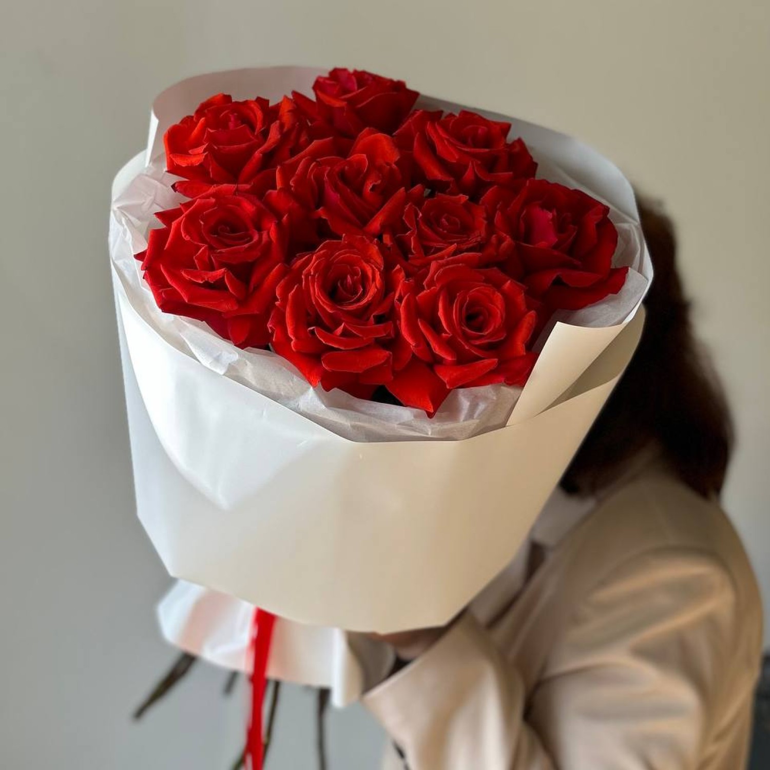 Букет из 9 вывернутых (французских) роз Нина