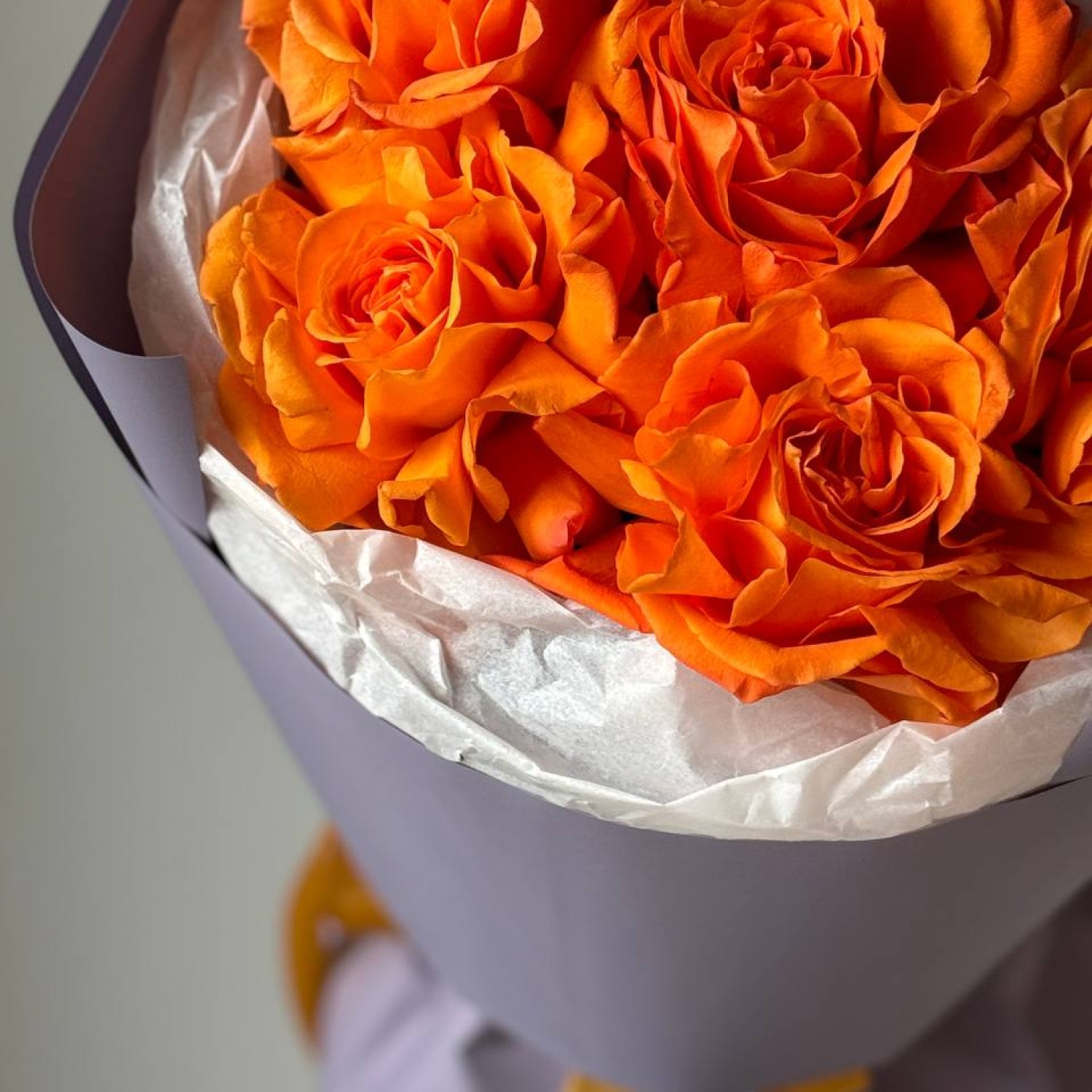 Монобукет из 5 оранжевых французских роз