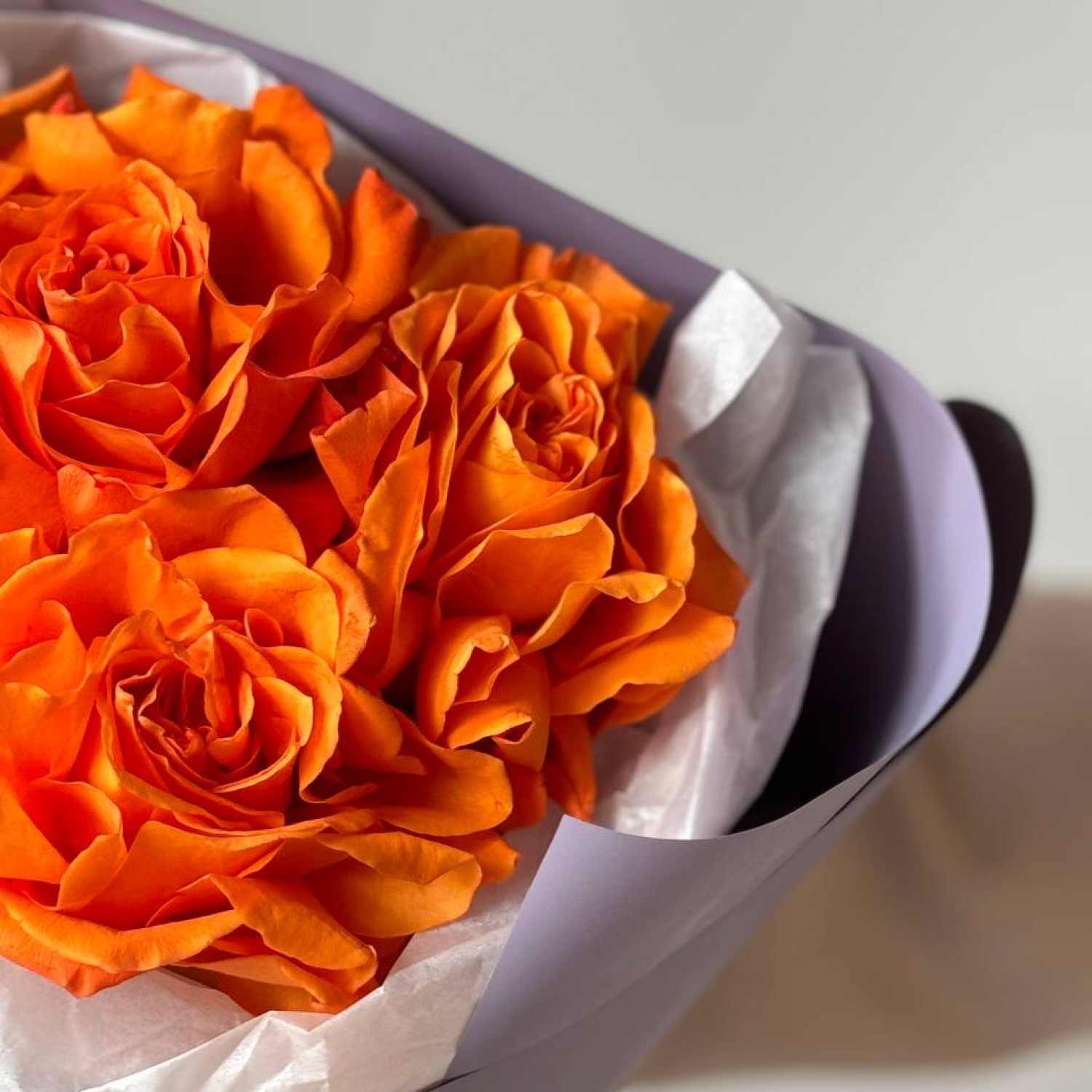 Монобукет из 5 оранжевых французских роз