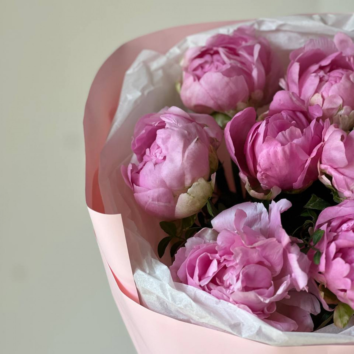 Монобукет из 9 розовых пионов