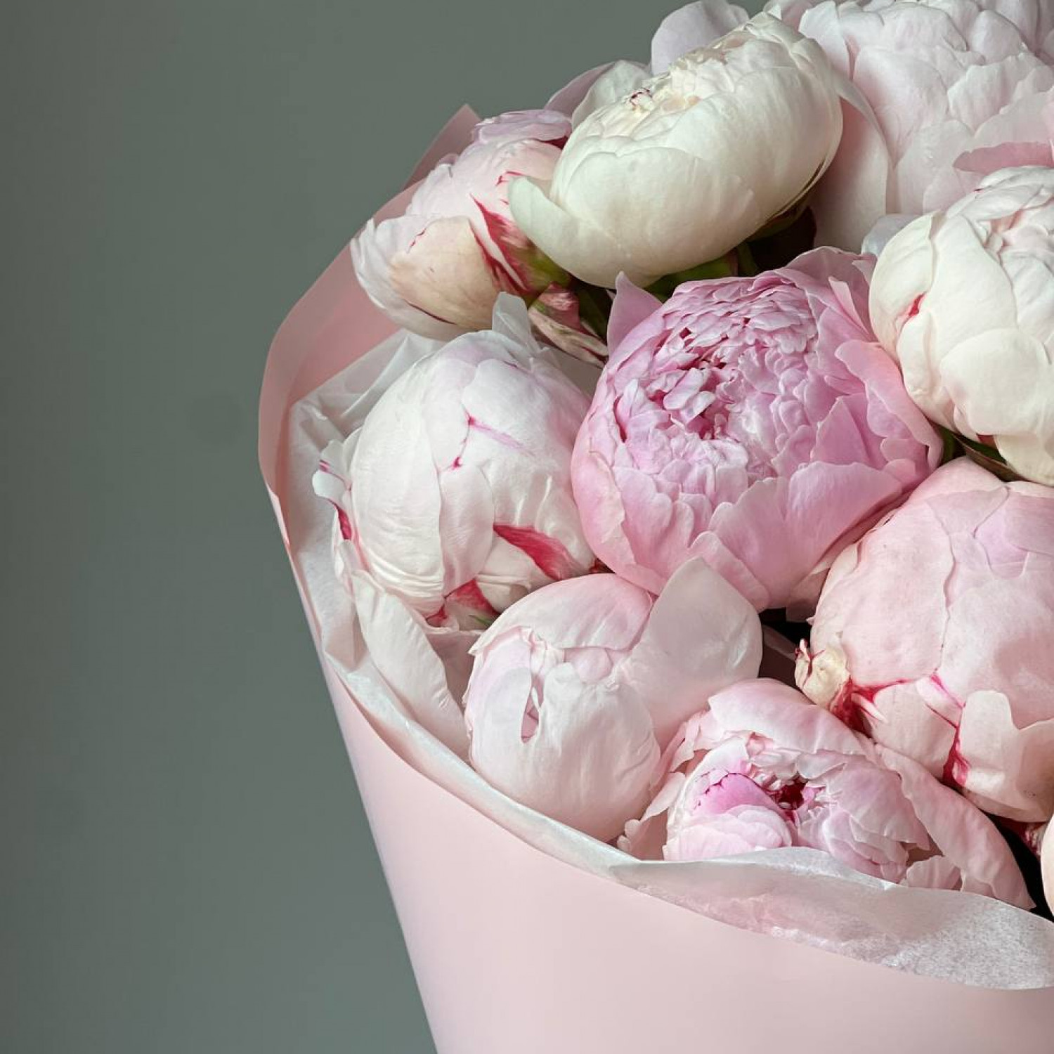 Монобукет из 15 нежных пионов