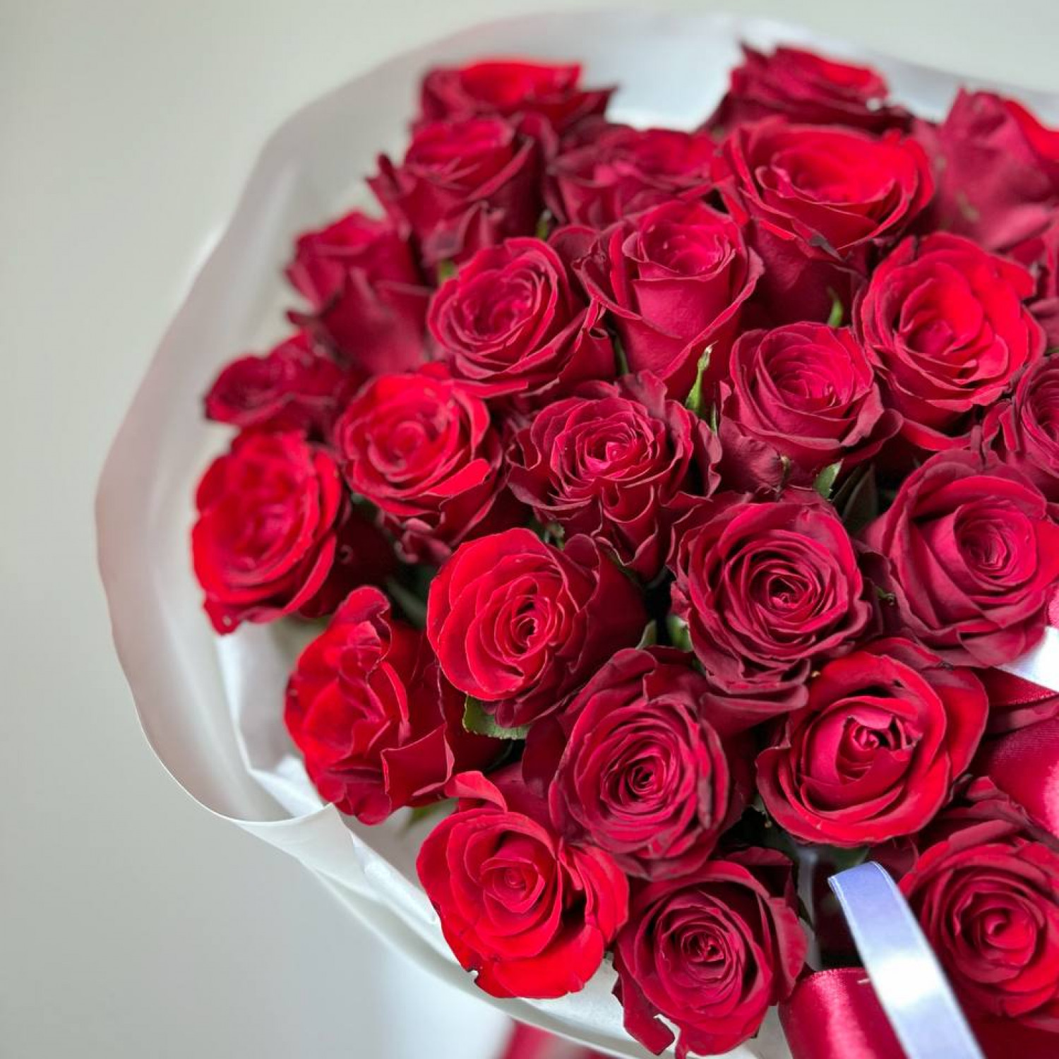 Монобукет из 35 красных Кенийских роз 40 см