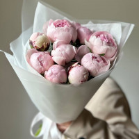 Монобукет из 9 розовых пионов