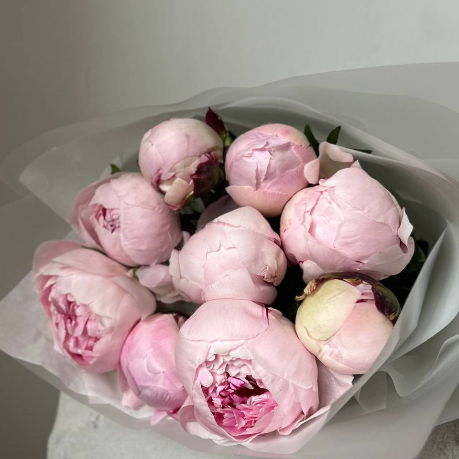 Монобукет из 9 розовых пионов