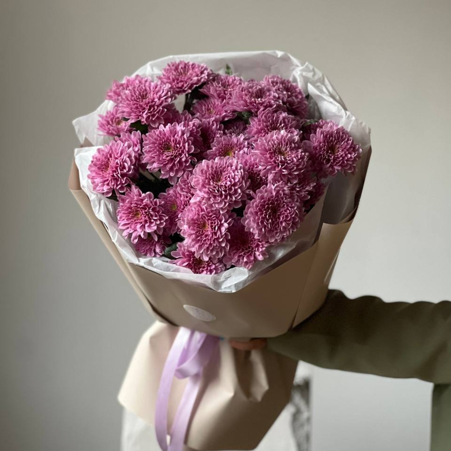 Монобукет из 5 кустовых хризантем