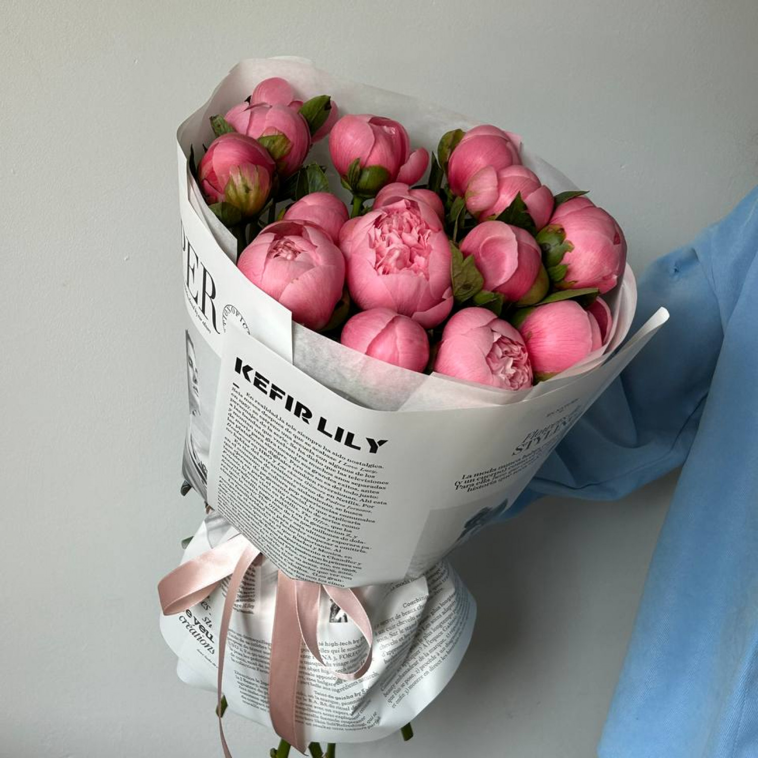 Монобукет из 15 розовых Пионов