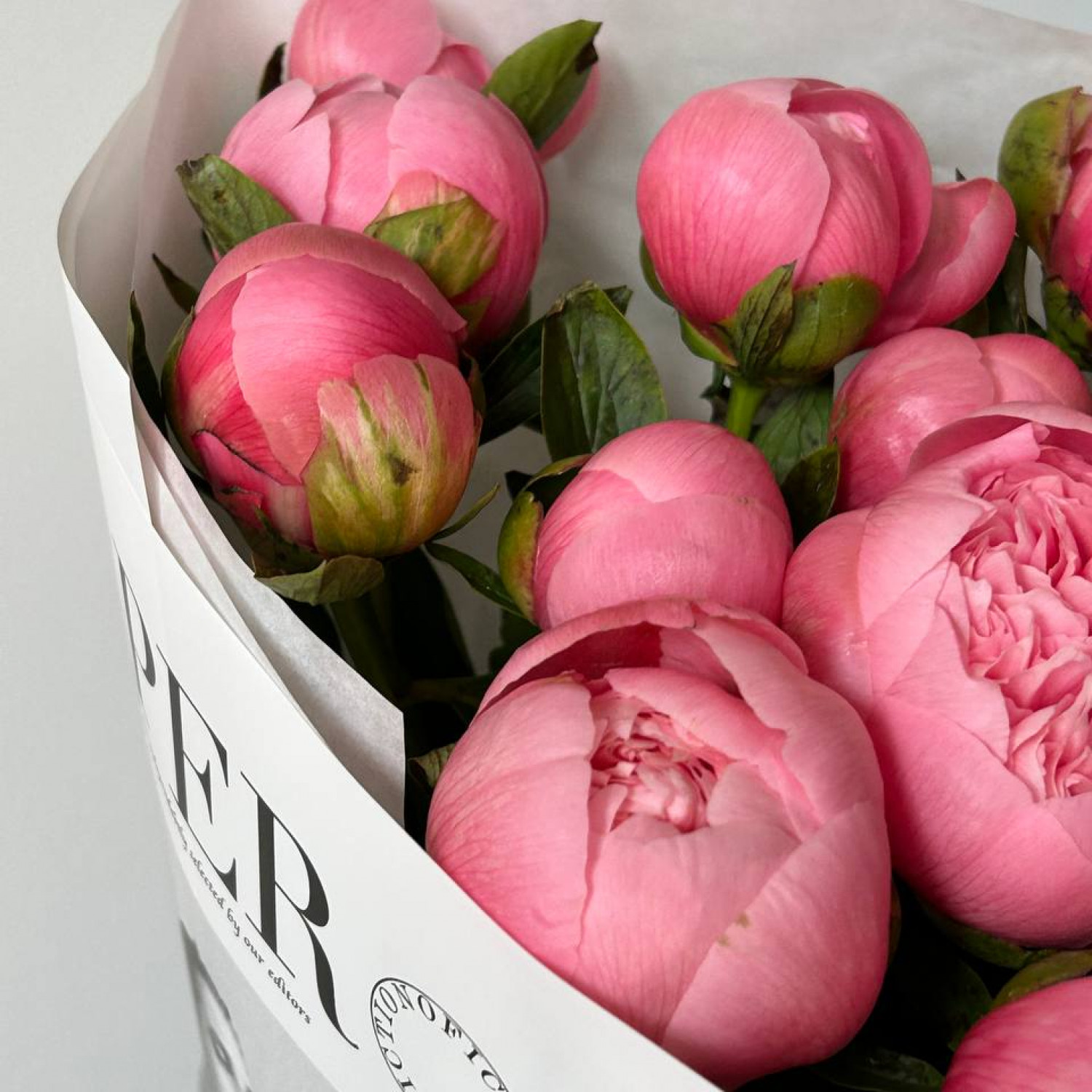 Монобукет из 15 розовых Пионов