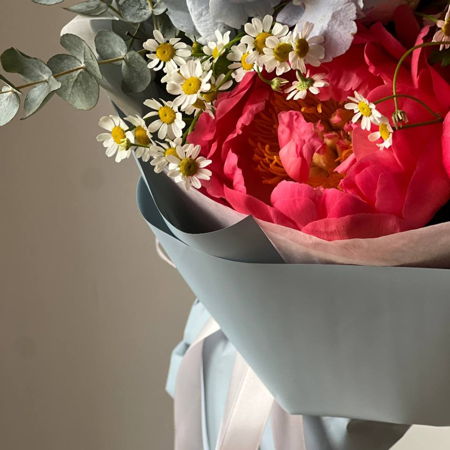 Авторский букет с Гортензией и пионами