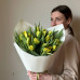 Монобукет из 25 пионовидных лимонных тюльпана