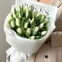 Монобукет из 25 белых тюльпанов №28