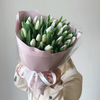 Монобукет из 25 белых тюльпанов №29