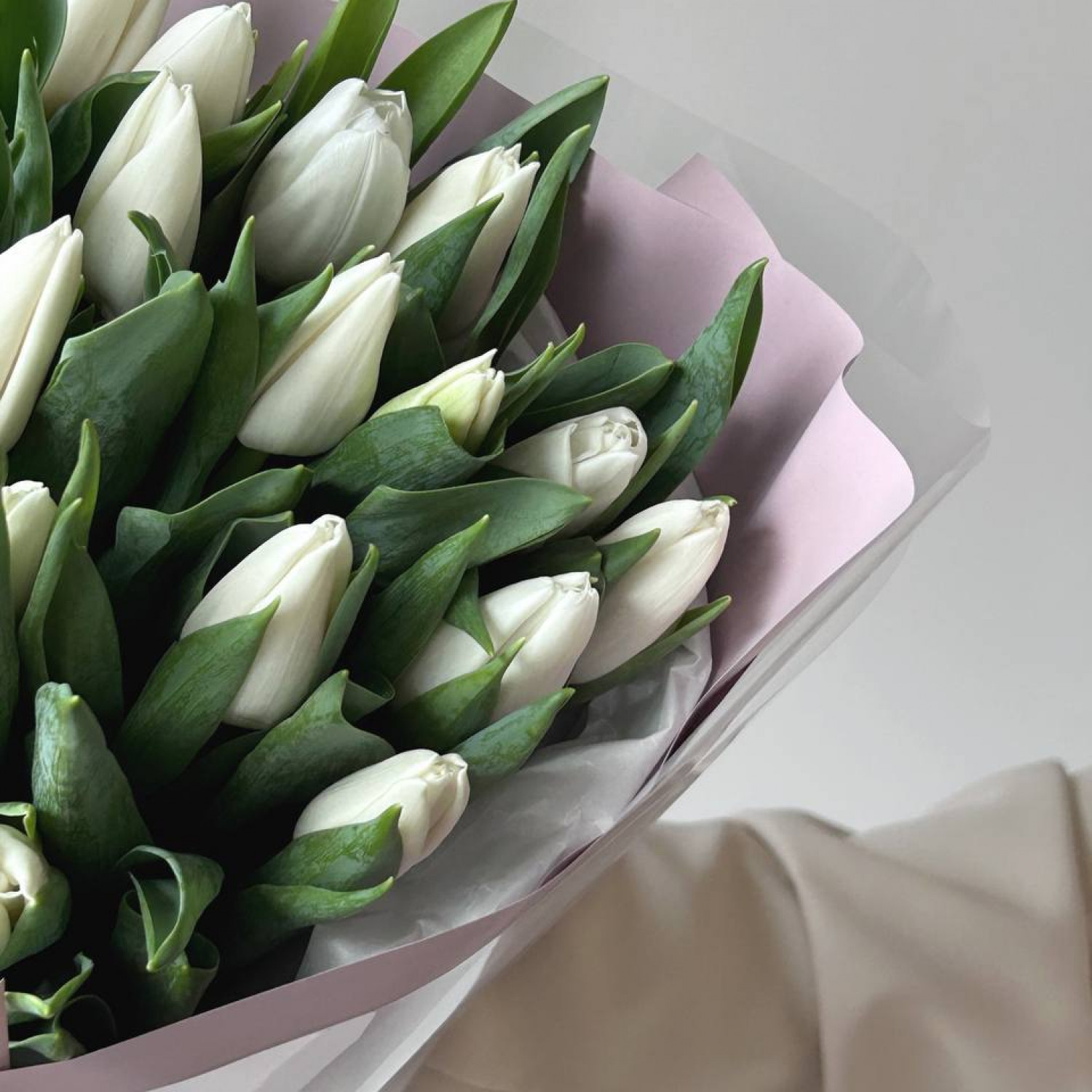 Монобукет из 25 белых тюльпанов №29